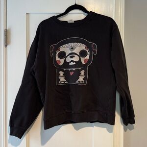 Hot Topic Black Sweatshirt with Skelanimals Dog Design